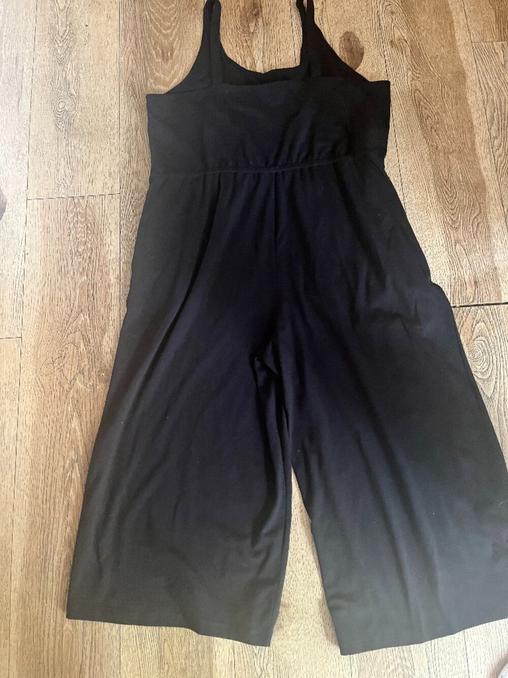 Eileen Fisher black Romper Crop wide- leg Oversized Baggy w/pockets sleeveless L - Picture 6 of 10